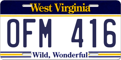 WV license plate OFM416