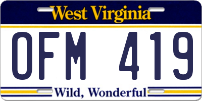 WV license plate OFM419