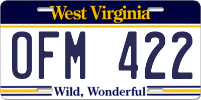 WV license plate OFM422