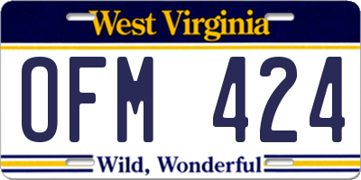 WV license plate OFM424