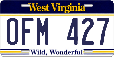 WV license plate OFM427