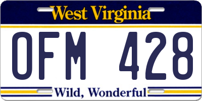 WV license plate OFM428