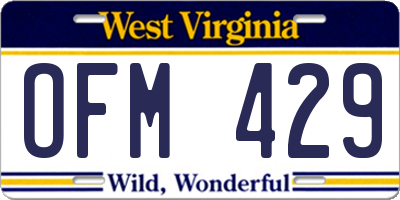 WV license plate OFM429