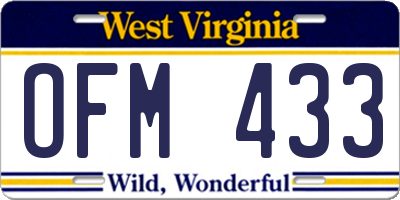 WV license plate OFM433