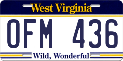 WV license plate OFM436
