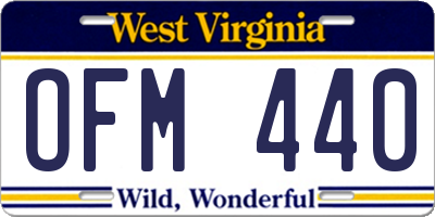 WV license plate OFM440
