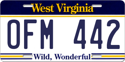 WV license plate OFM442