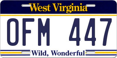 WV license plate OFM447