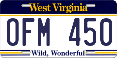 WV license plate OFM450