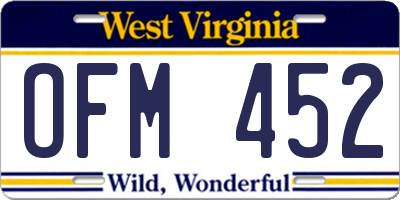 WV license plate OFM452