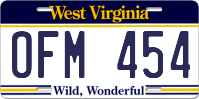 WV license plate OFM454