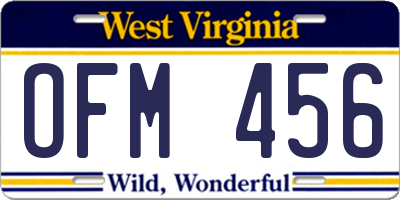 WV license plate OFM456