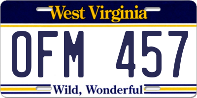 WV license plate OFM457
