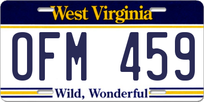 WV license plate OFM459