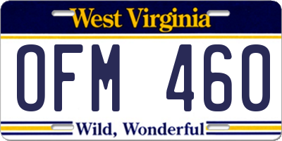 WV license plate OFM460