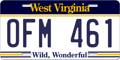 WV license plate OFM461