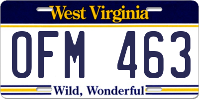 WV license plate OFM463