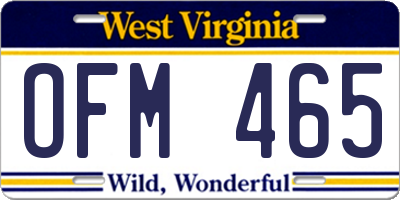 WV license plate OFM465