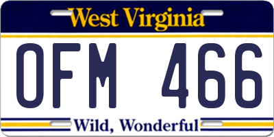 WV license plate OFM466