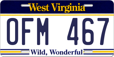 WV license plate OFM467