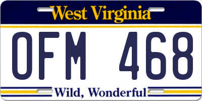 WV license plate OFM468