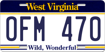 WV license plate OFM470