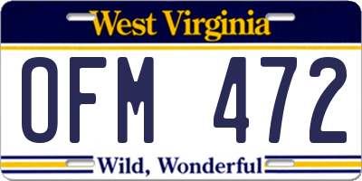 WV license plate OFM472