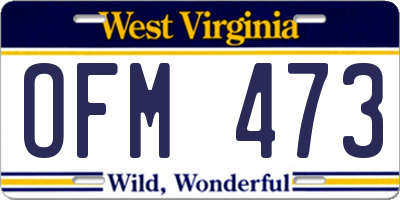 WV license plate OFM473