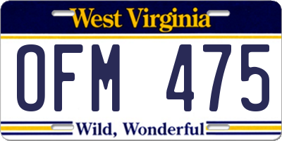 WV license plate OFM475