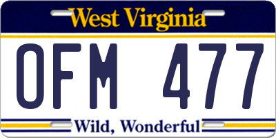 WV license plate OFM477