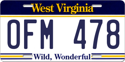WV license plate OFM478