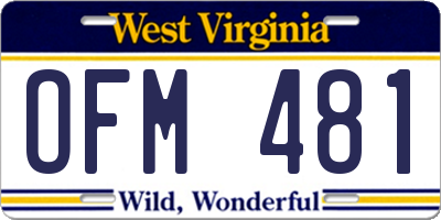 WV license plate OFM481