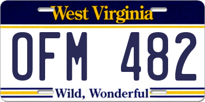 WV license plate OFM482