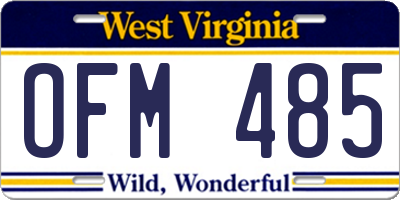 WV license plate OFM485