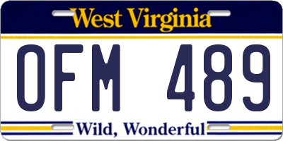 WV license plate OFM489