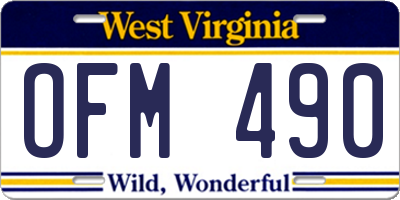 WV license plate OFM490