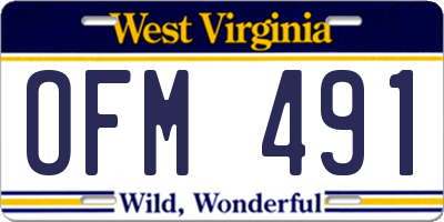 WV license plate OFM491