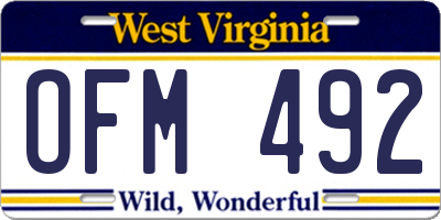 WV license plate OFM492