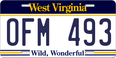 WV license plate OFM493
