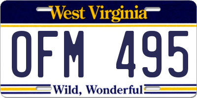 WV license plate OFM495