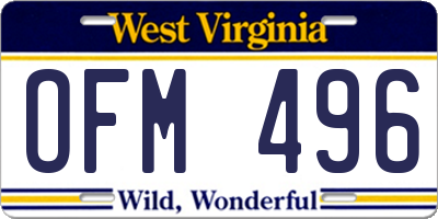 WV license plate OFM496