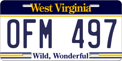 WV license plate OFM497