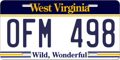 WV license plate OFM498
