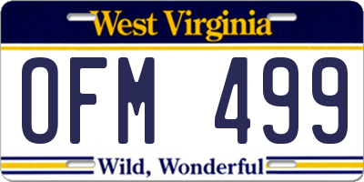 WV license plate OFM499