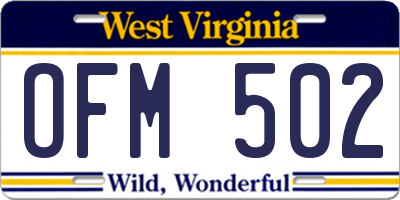WV license plate OFM502