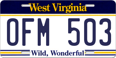 WV license plate OFM503