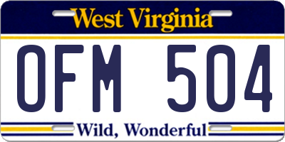 WV license plate OFM504