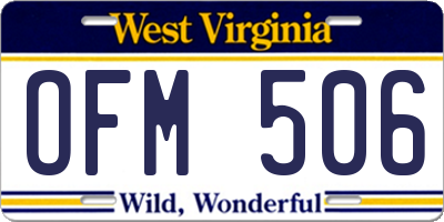 WV license plate OFM506