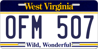 WV license plate OFM507