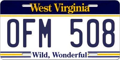 WV license plate OFM508
